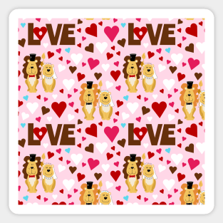 Lion Wedding Couple Hearts Love Valentines Day Sticker